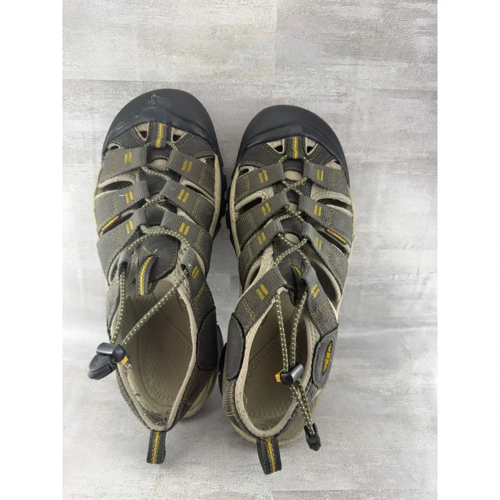 KEEN Newport H2 Men Gray Yellow Waterproof Hiking Sport Sandals 1008399 Size 9.5